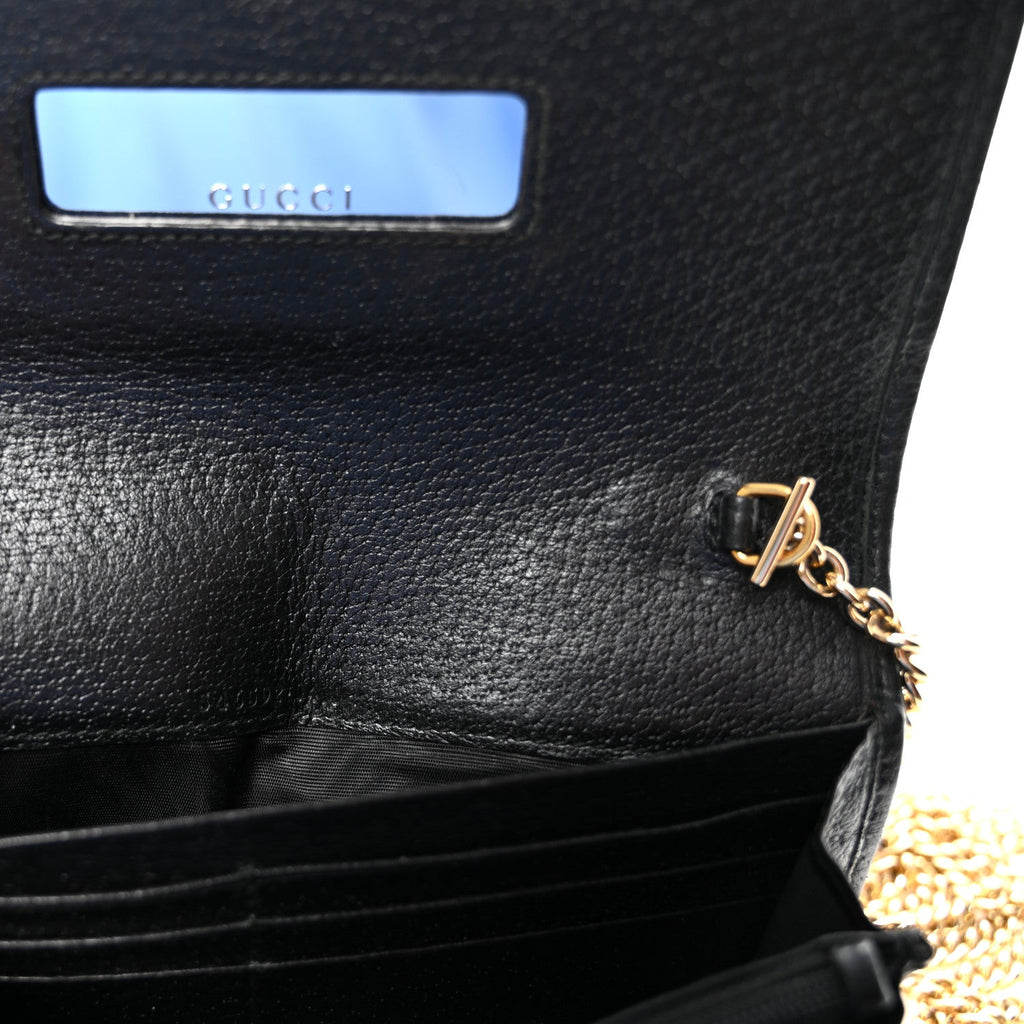 Gucci Dollar Calfskin Web Ophidia Wallet On Chain Black