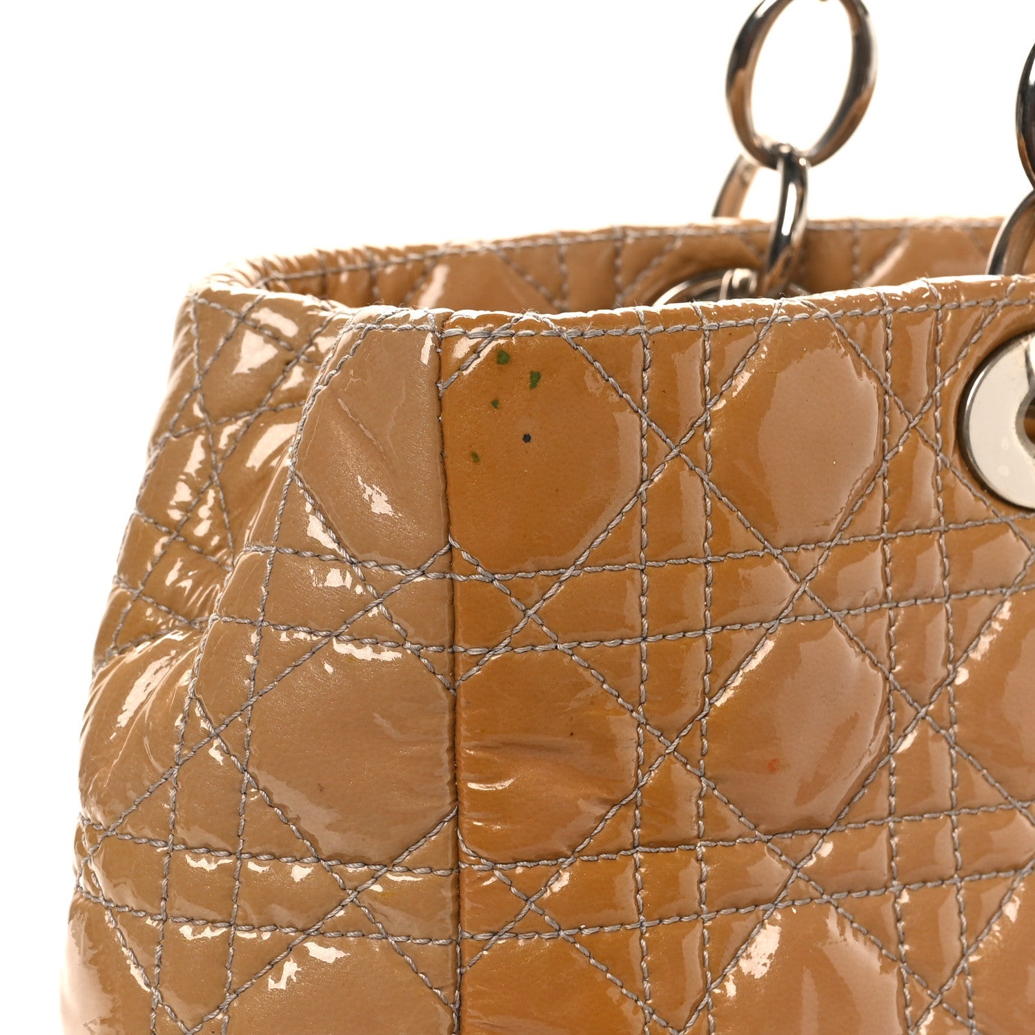 Christian Dior Patent Cannage Large Dior Soft Shopping Tote Beige