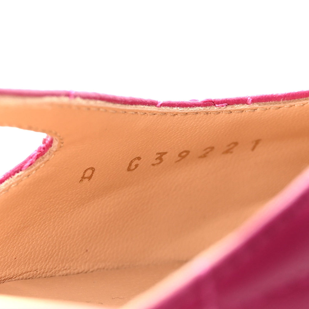 Lambskin Patent Cap Toe CC Slingback Flats 37.5 Fuchsia Black