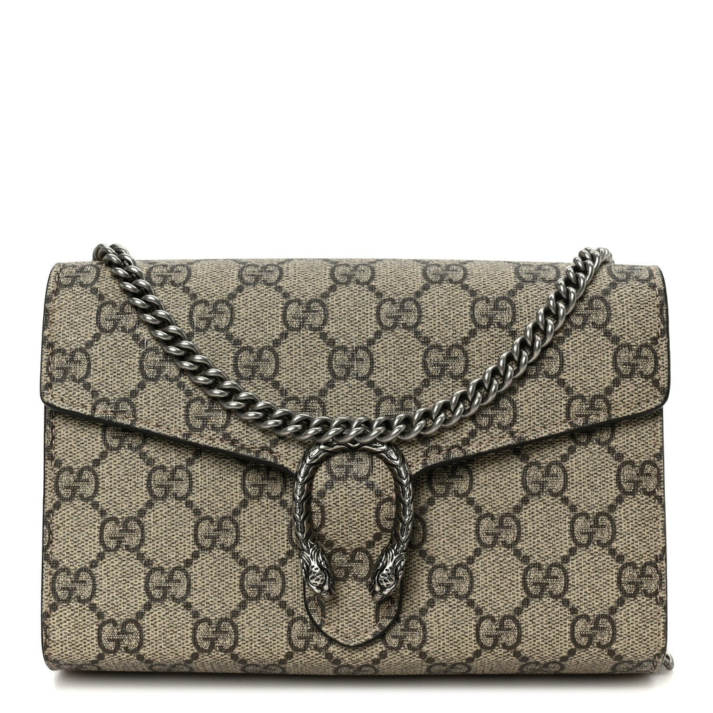 Gucci GG Supreme Monogram Mini Dionysus Chain Wallet Beige Taupe