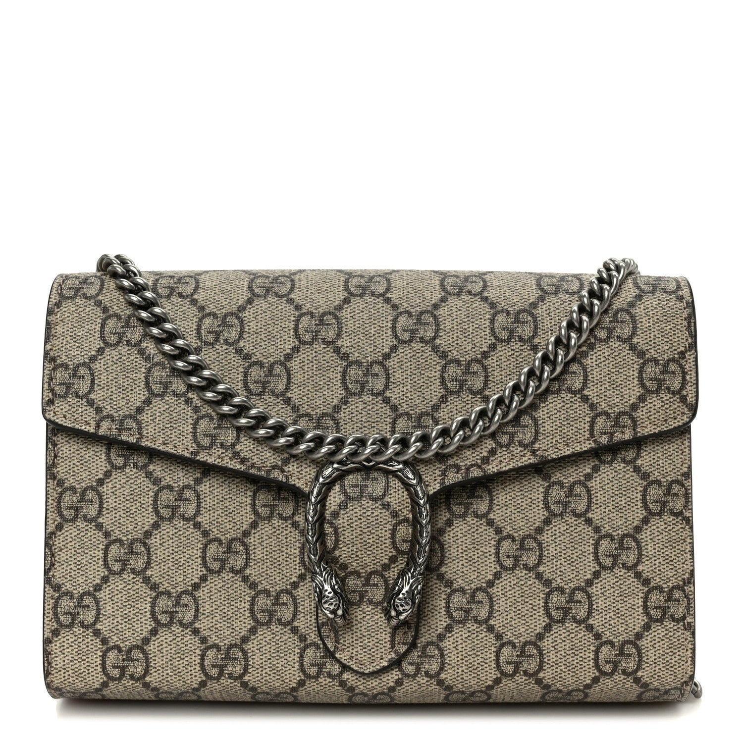 Gucci GG Supreme Monogram Mini Dionysus Chain Wallet Beige Taupe