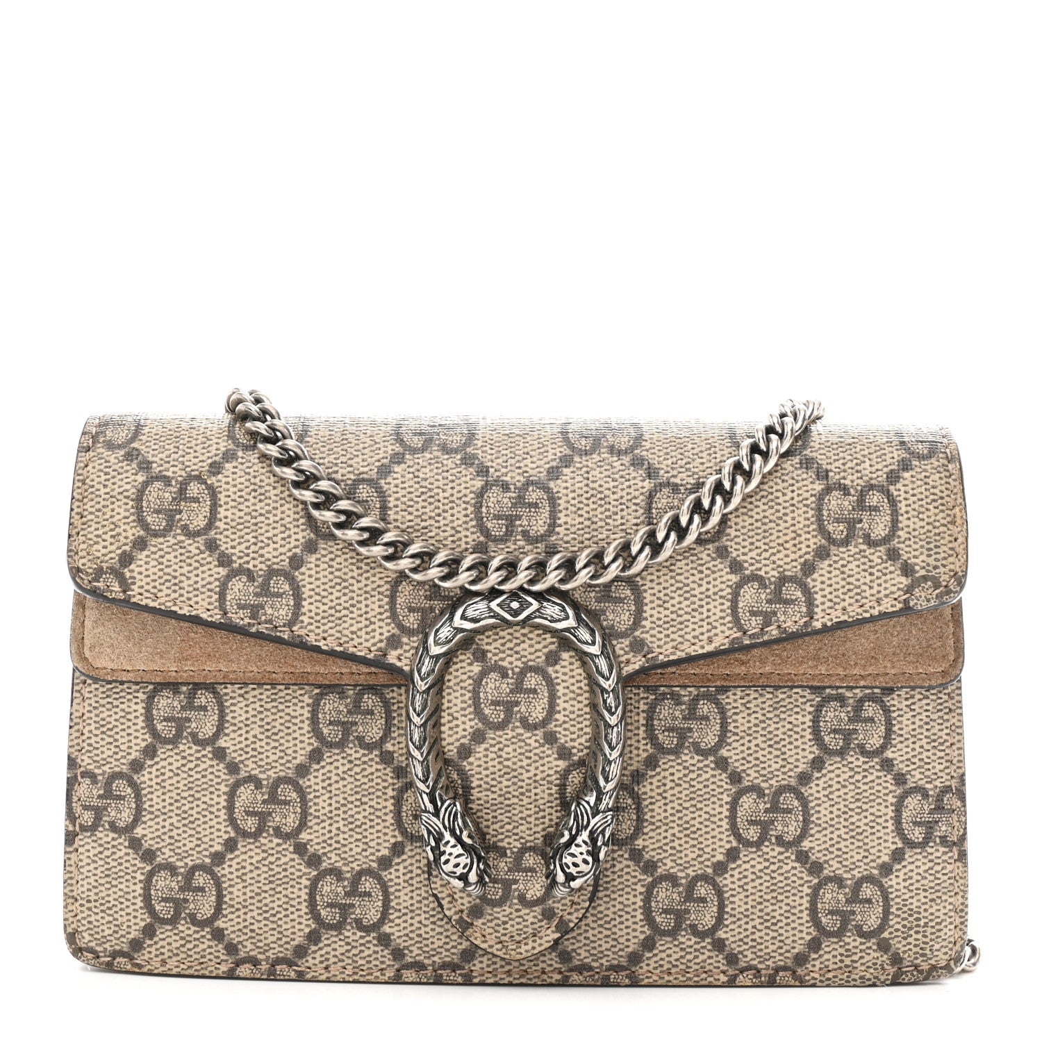 Gucci GG Supreme Monogram Super Mini Dionysus Shoulder Bag Taupe