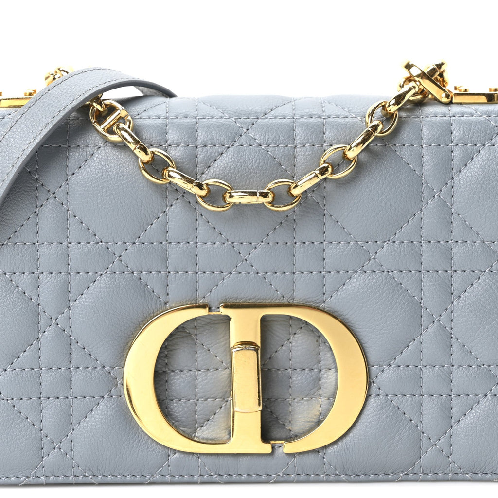 Christian Dior Calfskin Cannage Small Caro Bag Cloud Blue