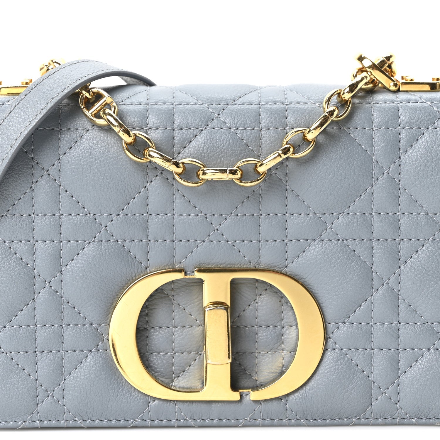 Christian Dior Calfskin Cannage Small Caro Bag Cloud Blue