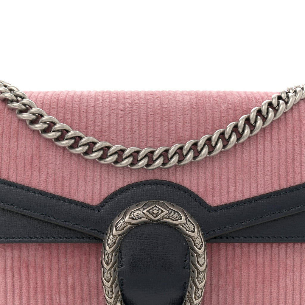 Gucci Lanzo Stretch Cord Azalea Calfskin Small Dionysus Shoulder Bag Pink Blue