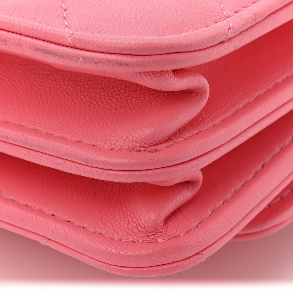 Chanel Lambskin Quilted Mini Trendy CC Wallet On Chain WOC Pink