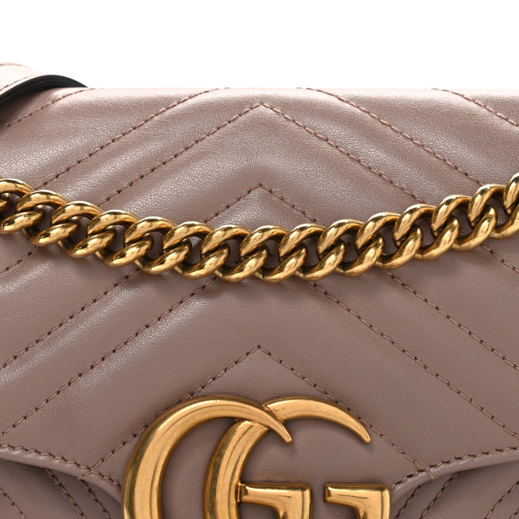 Gucci Calfskin Matelasse Small GG Marmont Shoulder Bag Porcelain Rose