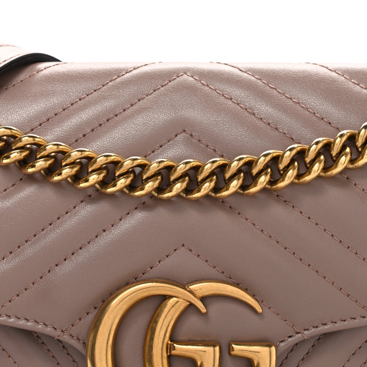 Gucci Calfskin Matelasse Small GG Marmont Shoulder Bag Porcelain Rose