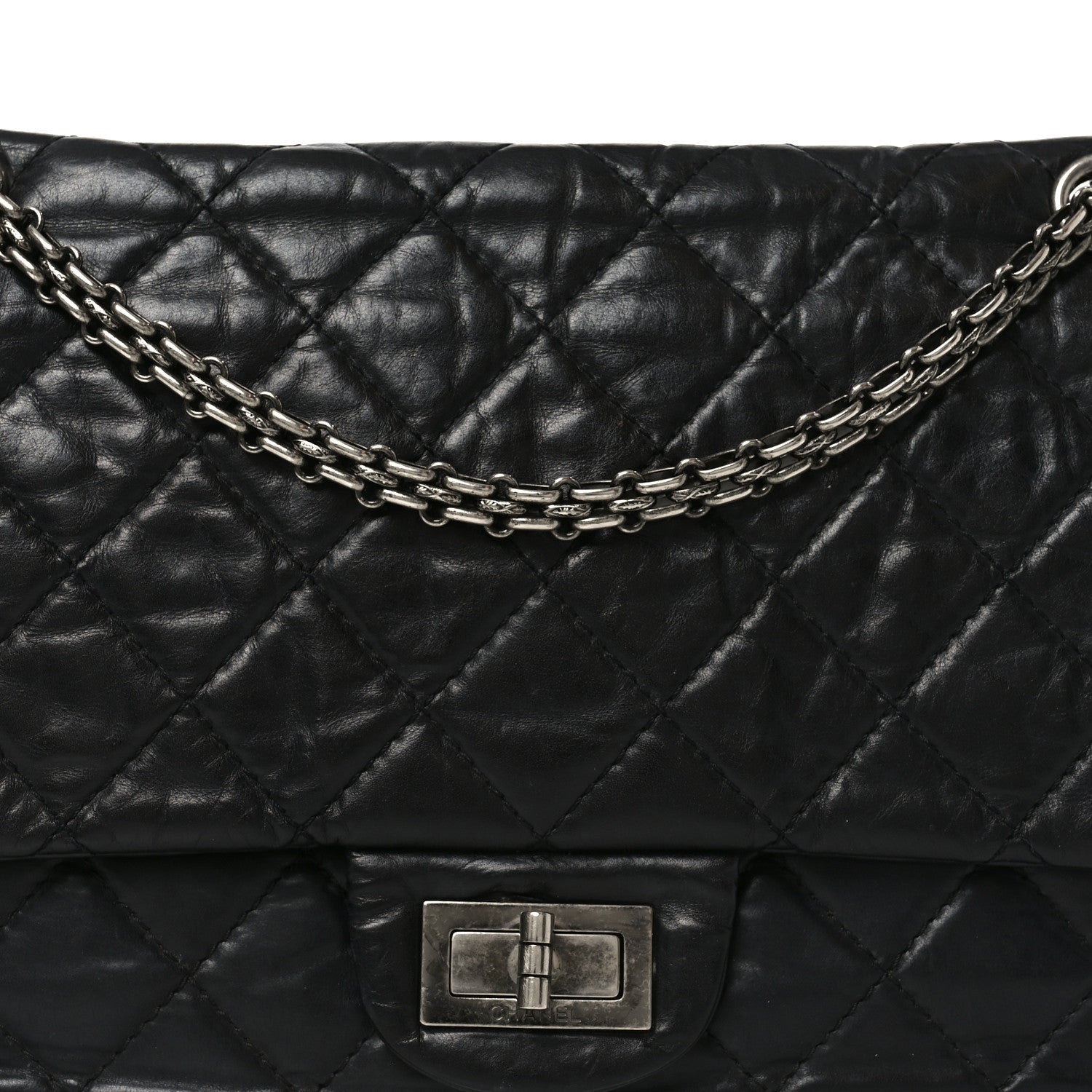 Chanel Aged Calfskin Quilted 2.55 Reissue 226 Flap Black