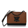 Louis Vuitton Calfskin Trompe L'oeil Twist Shoulder Bag MM Black Brown