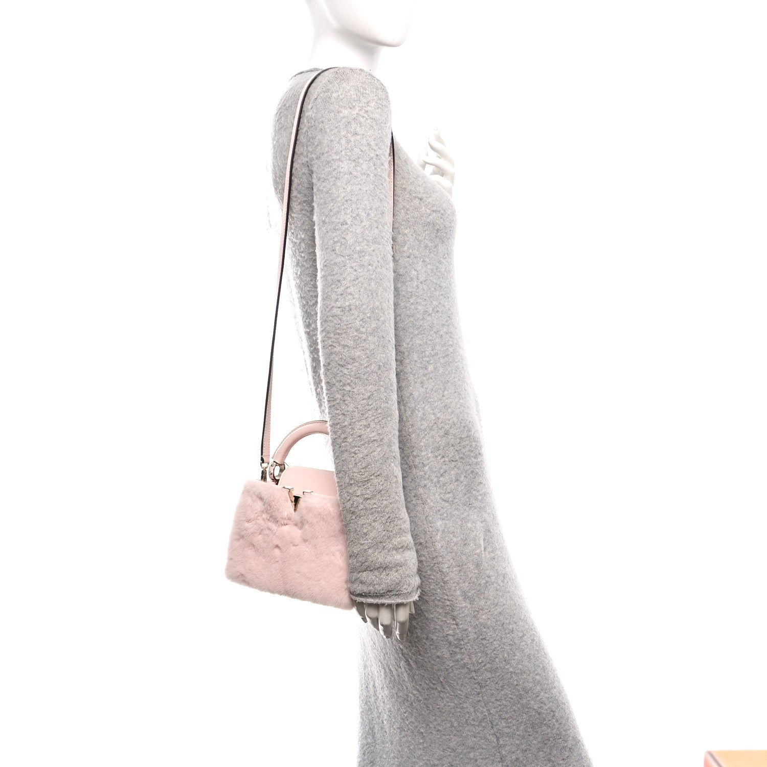 Louis Vuitton Mink Calfskin Goatskin Capucines Mini Rosewater Pink