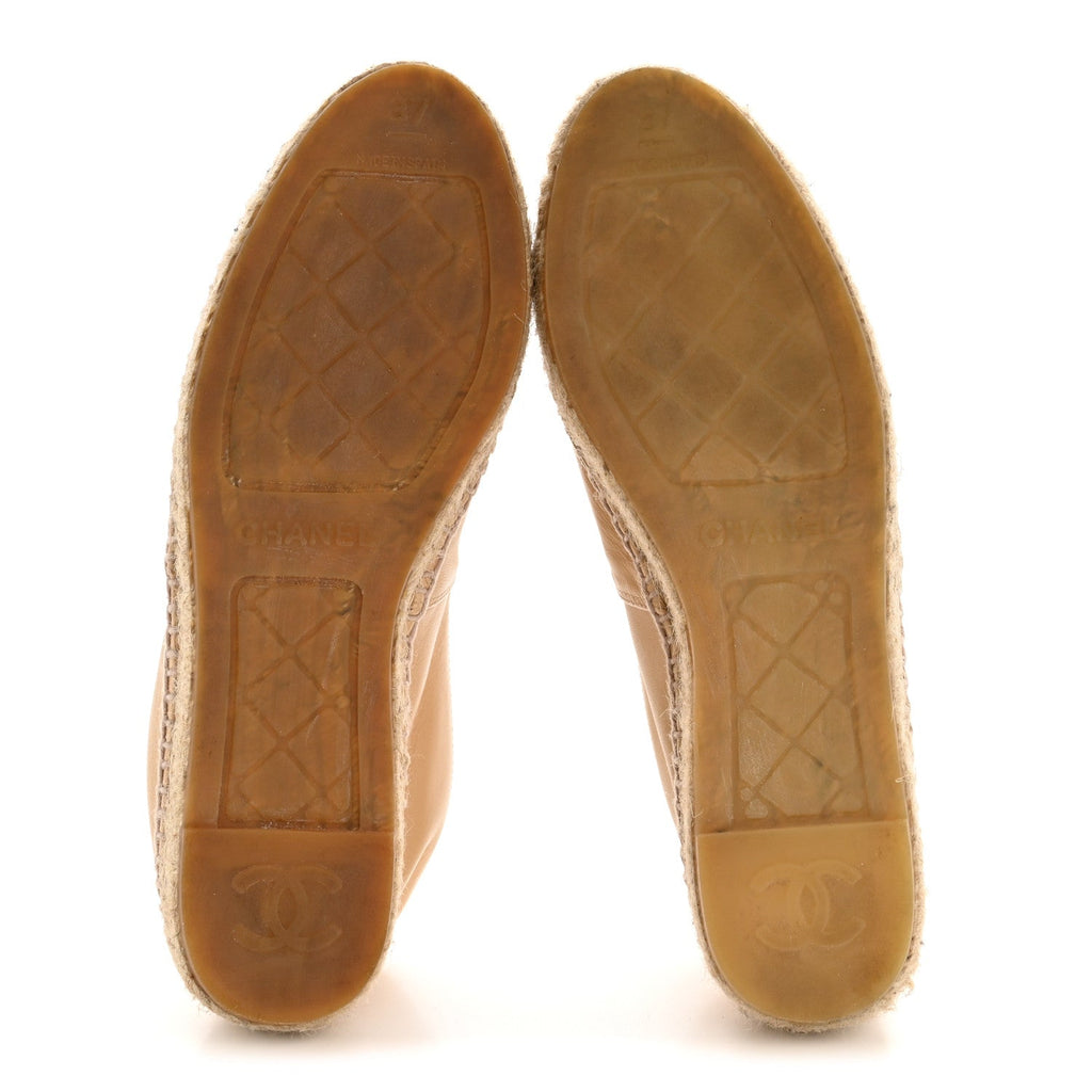Lambskin CC Espadrilles 37 Beige Black