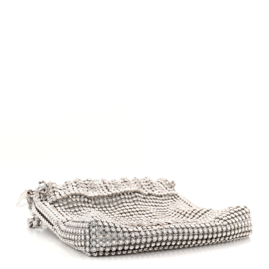 Chanel Crystal Embellished Metallic Lambskin Mini Chanel 22 Silver
