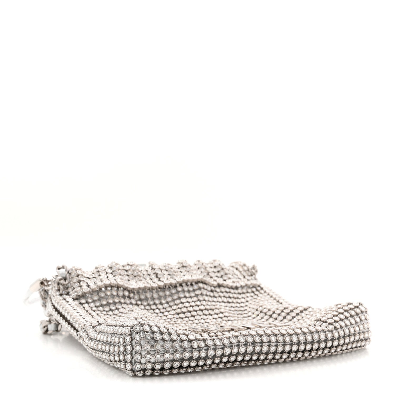 Chanel Crystal Embellished Metallic Lambskin Mini Chanel 22 Silver