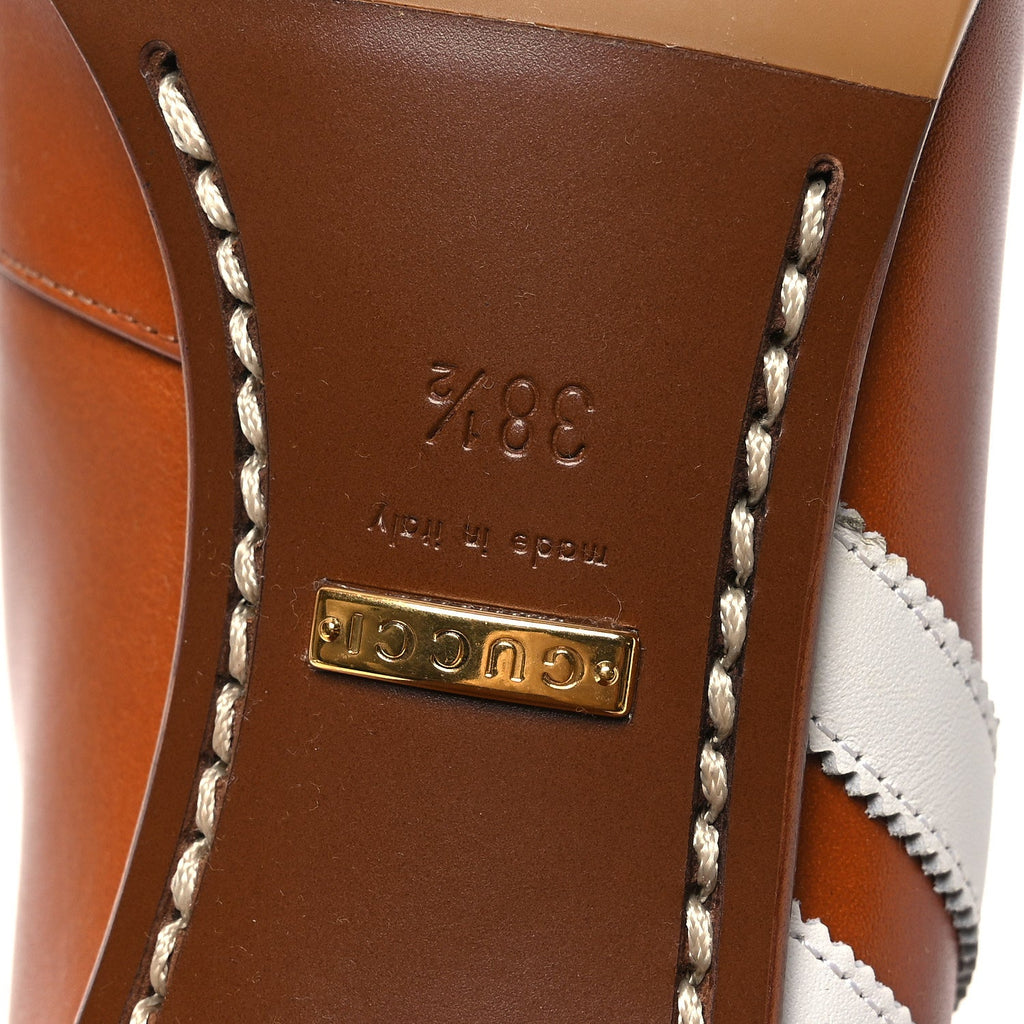 Gucci X ADIDAS Calfskin Elizabeth Knee Boots 38.5 Royal Cognac Great White