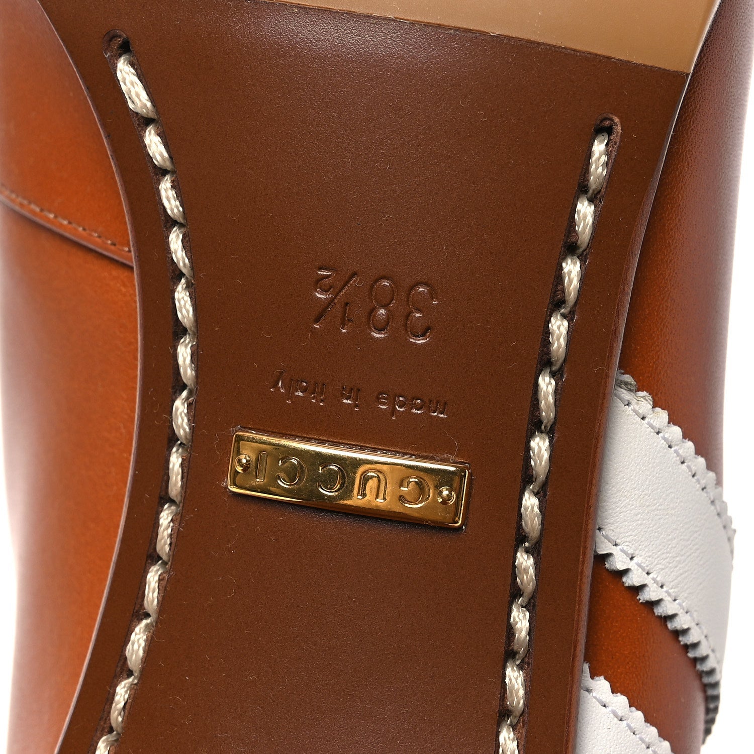 Gucci X ADIDAS Calfskin Elizabeth Knee Boots 38.5 Royal Cognac Great White