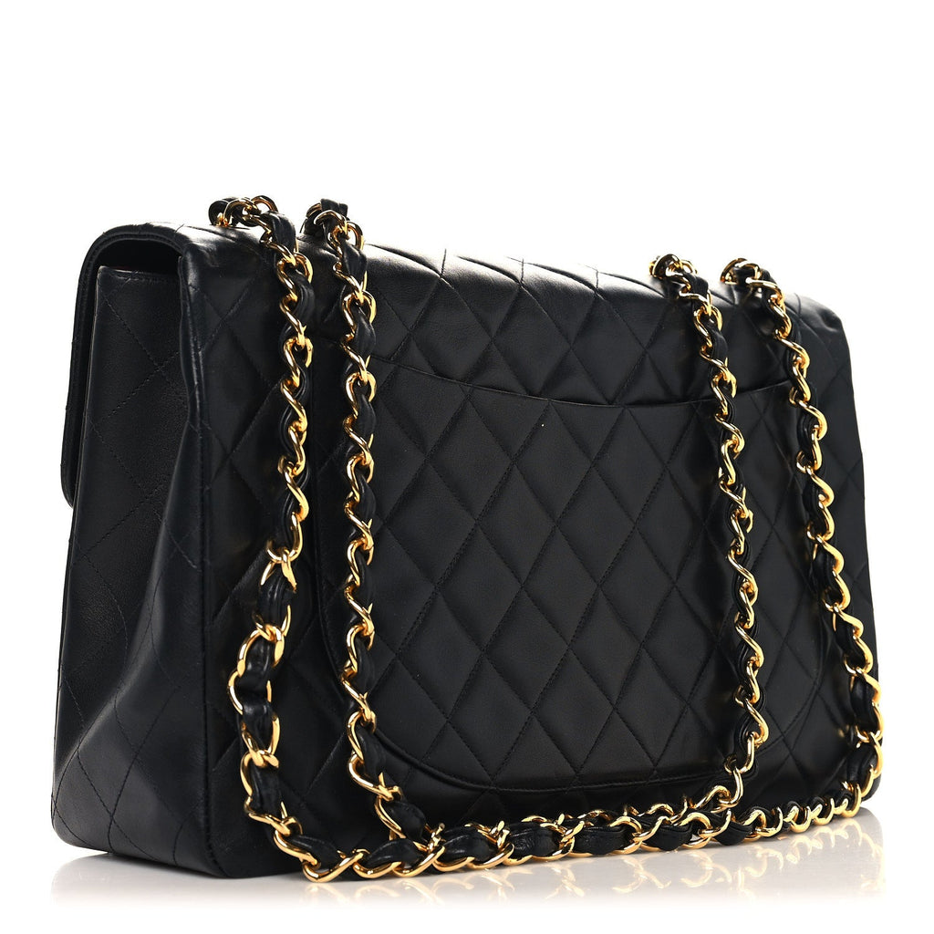 Chanel Lambskin Quilted XL Jumbo Single Flap Black