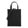 Gucci Denim Cuoio Harness GG Monogram Mini Ophidia Tote Bag Black Medium Grey