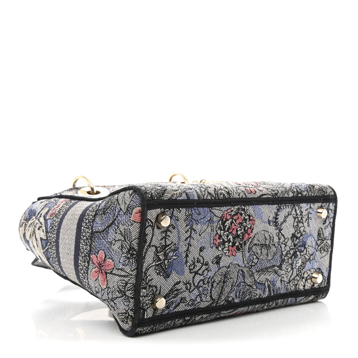 Christian Dior Canvas Embroidered Jardin Magique Medium Lady D-Lite Denim Multicolor