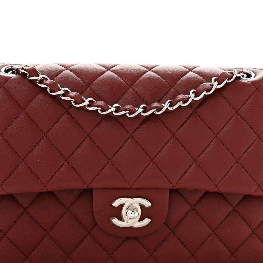 Chanel Lambskin Quilted Medium Double Flap Burgundy