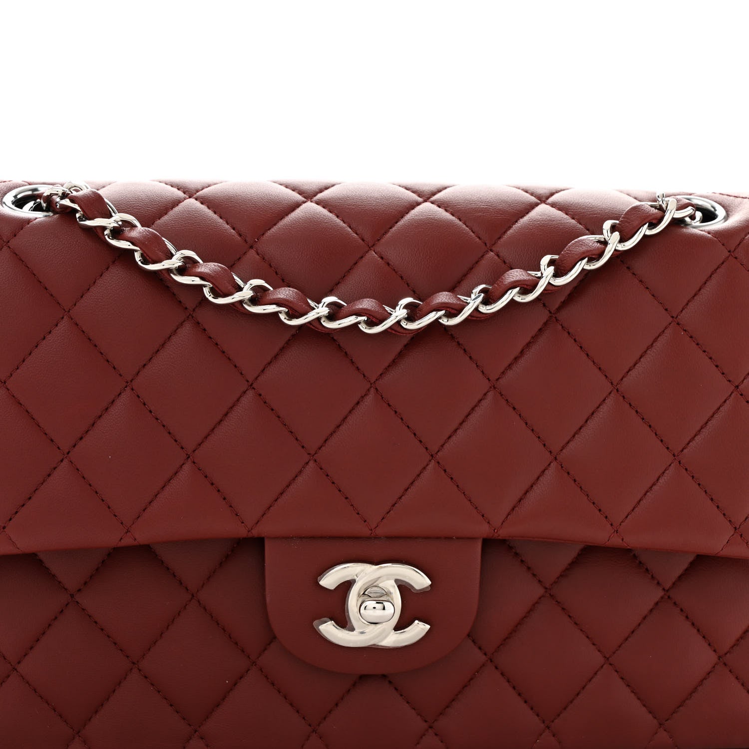 Chanel Lambskin Quilted Medium Double Flap Burgundy