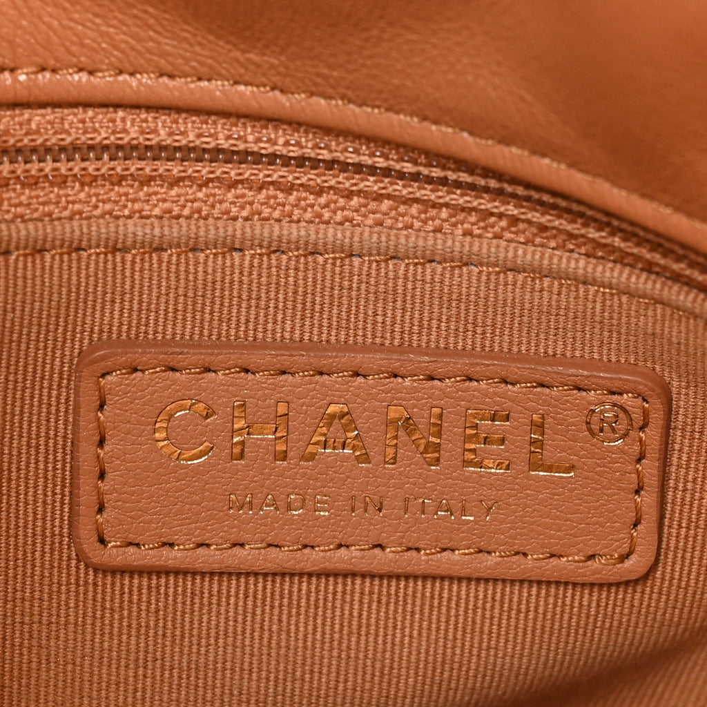 Chanel Shiny Calfskin Quilted Small Supple Twins Hobo Bag Brown