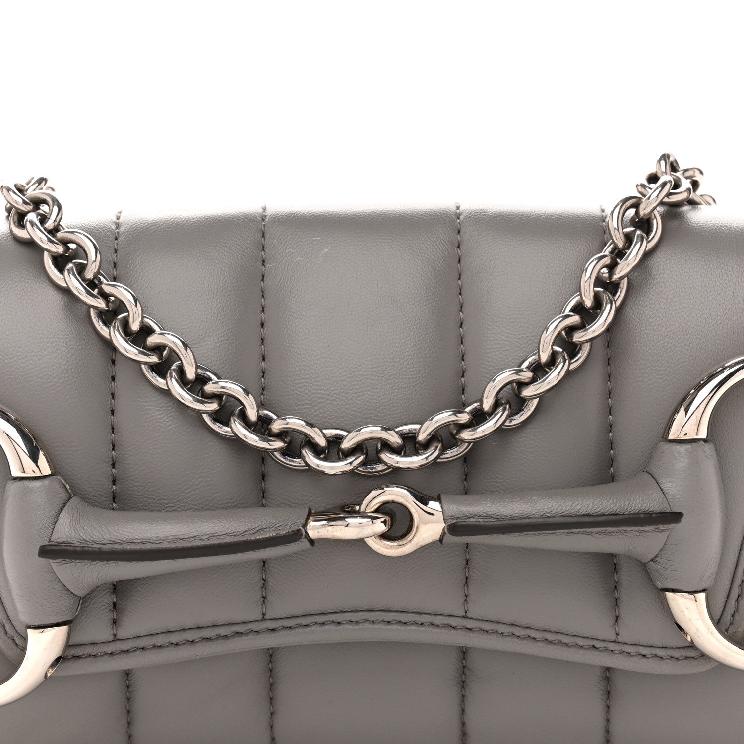 Gucci Nappa Vertical Matelasse Small Maxi Horsebit Chain Shoulder Bag Gray