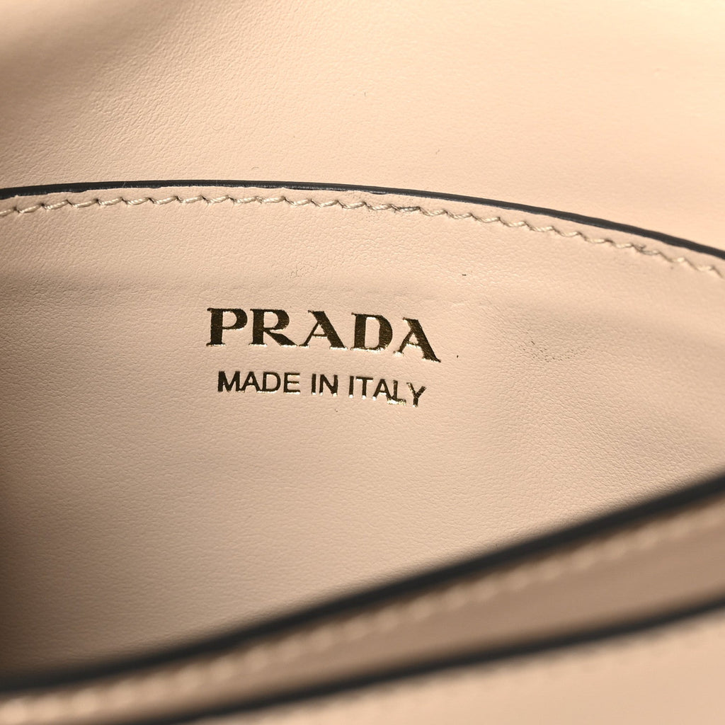 Prada Box Calfskin Triangle Embleme Flap Shoulder Bag Sabbia