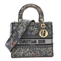 Christian Dior Canvas Embroidered Jardin Magique Medium Lady D-Lite Denim Multicolor