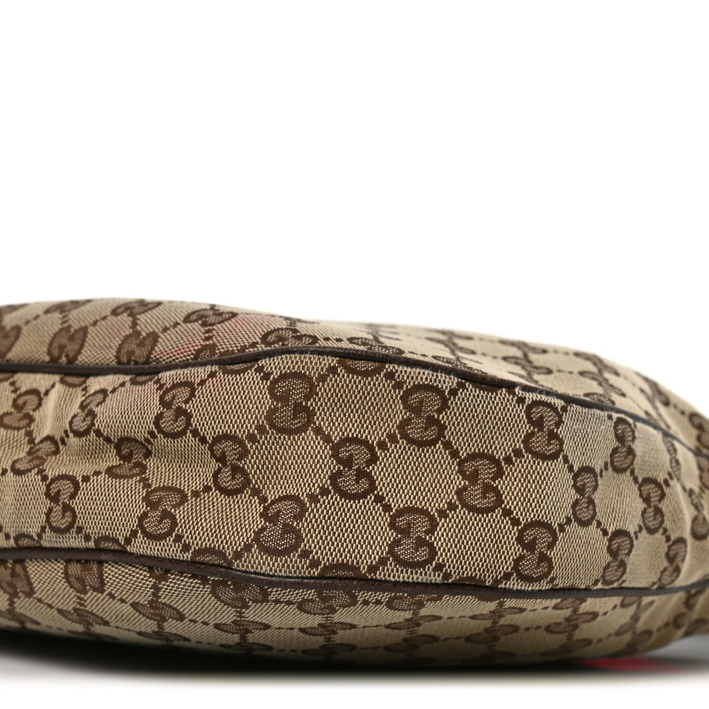 Gucci Monogram Web Medium Half Moon Hobo Dark Brown