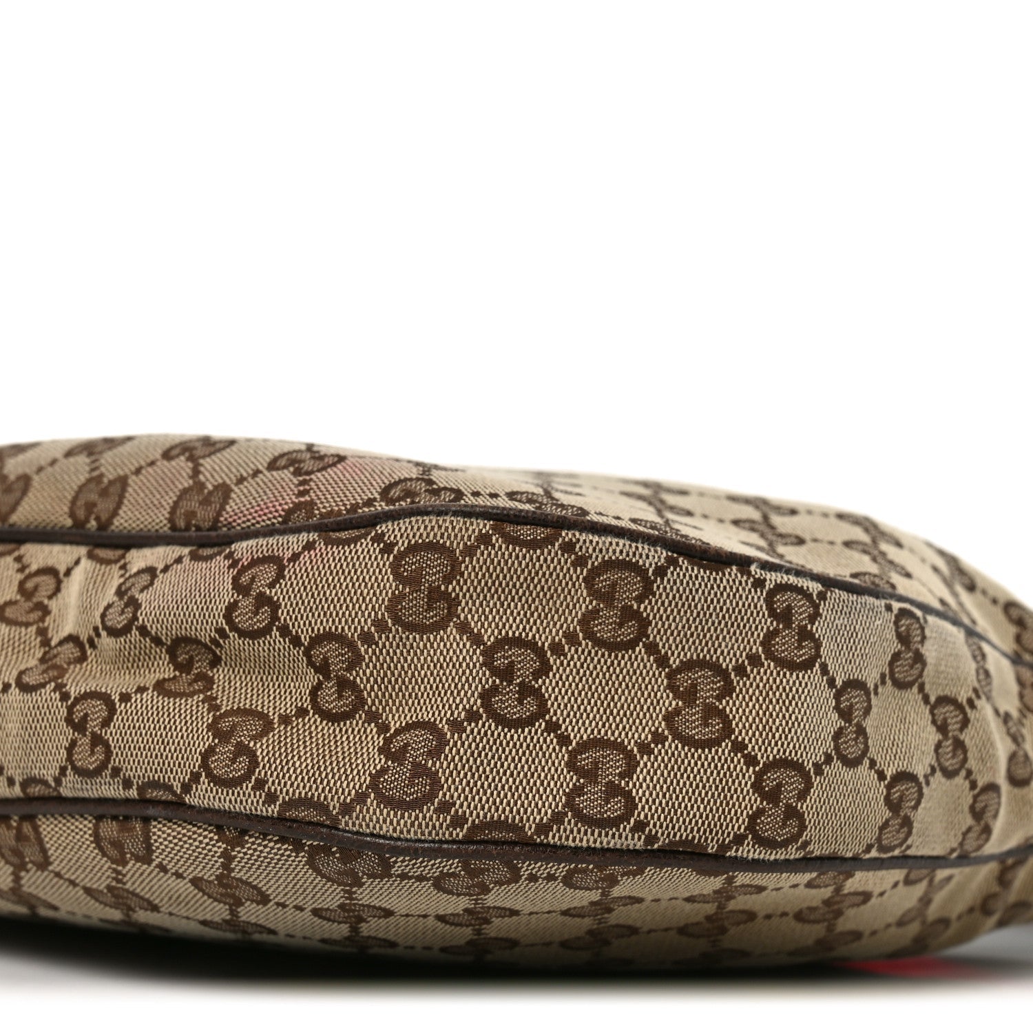 Gucci Monogram Web Medium Half Moon Hobo Dark Brown