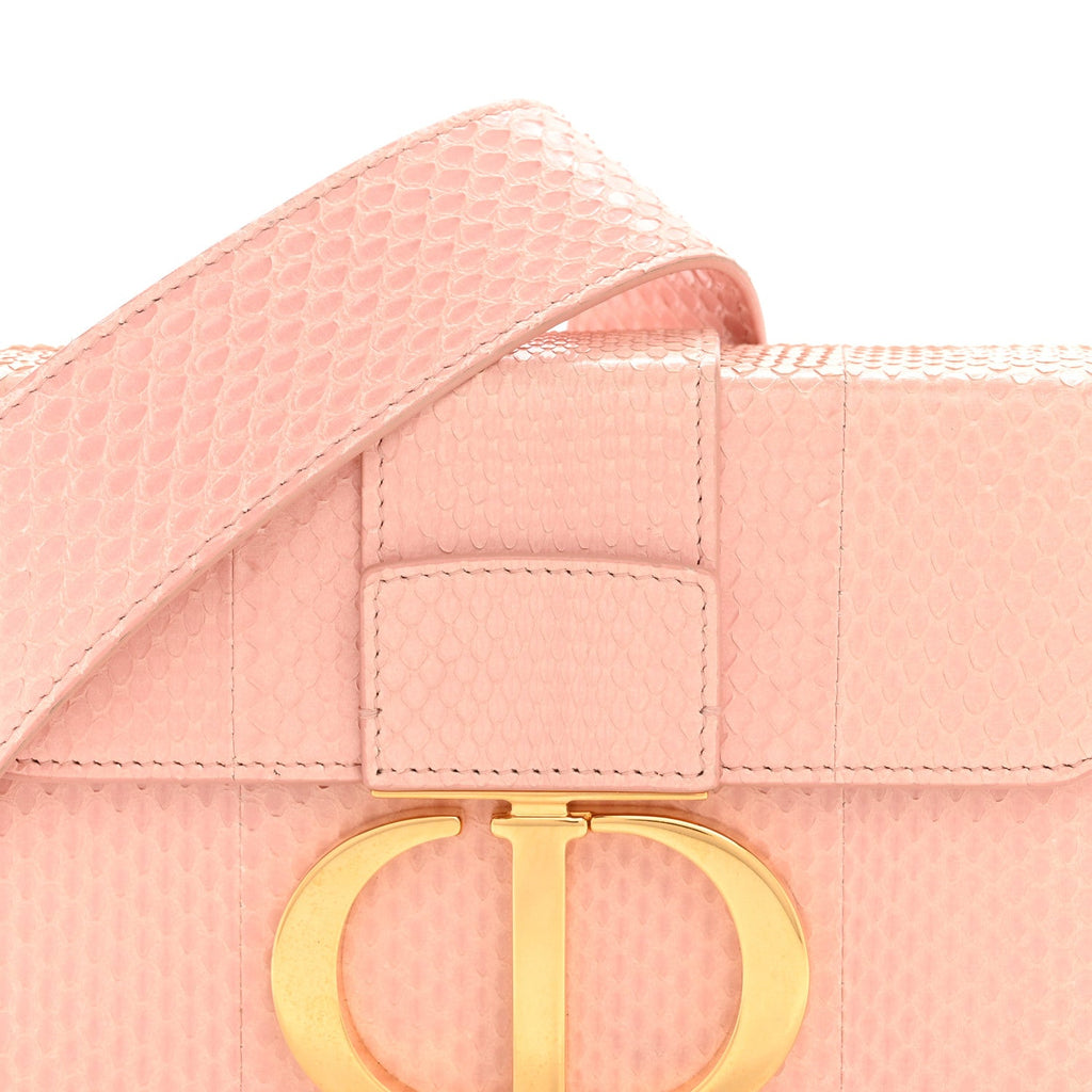 Christian Dior Snakeskin 30 Montaigne Box Bag Rose Clair