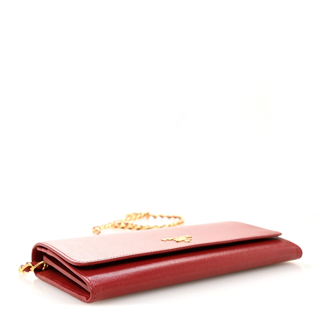 Prada Saffiano Wallet on Chain Fuoco