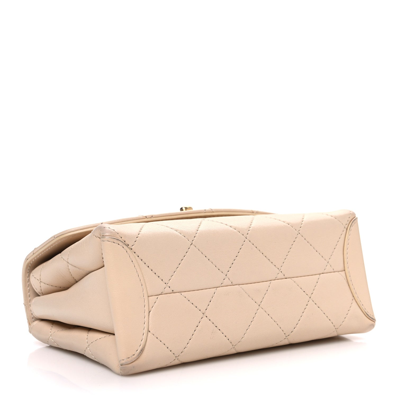 Chanel Lambskin Quilted Small Trendy Spirit Top Handle Bag Beige
