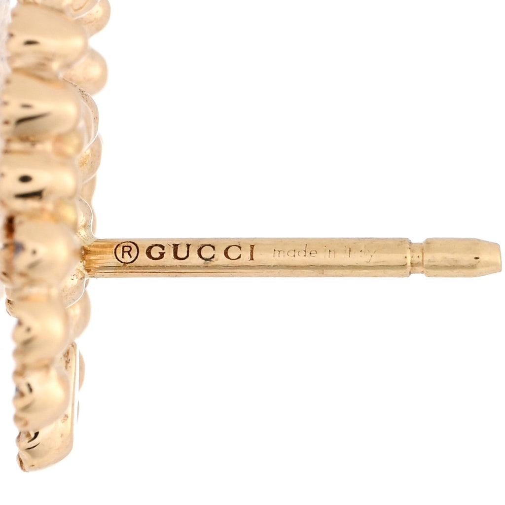 Gucci 18K Yellow Gold Diamond Running G Earrings