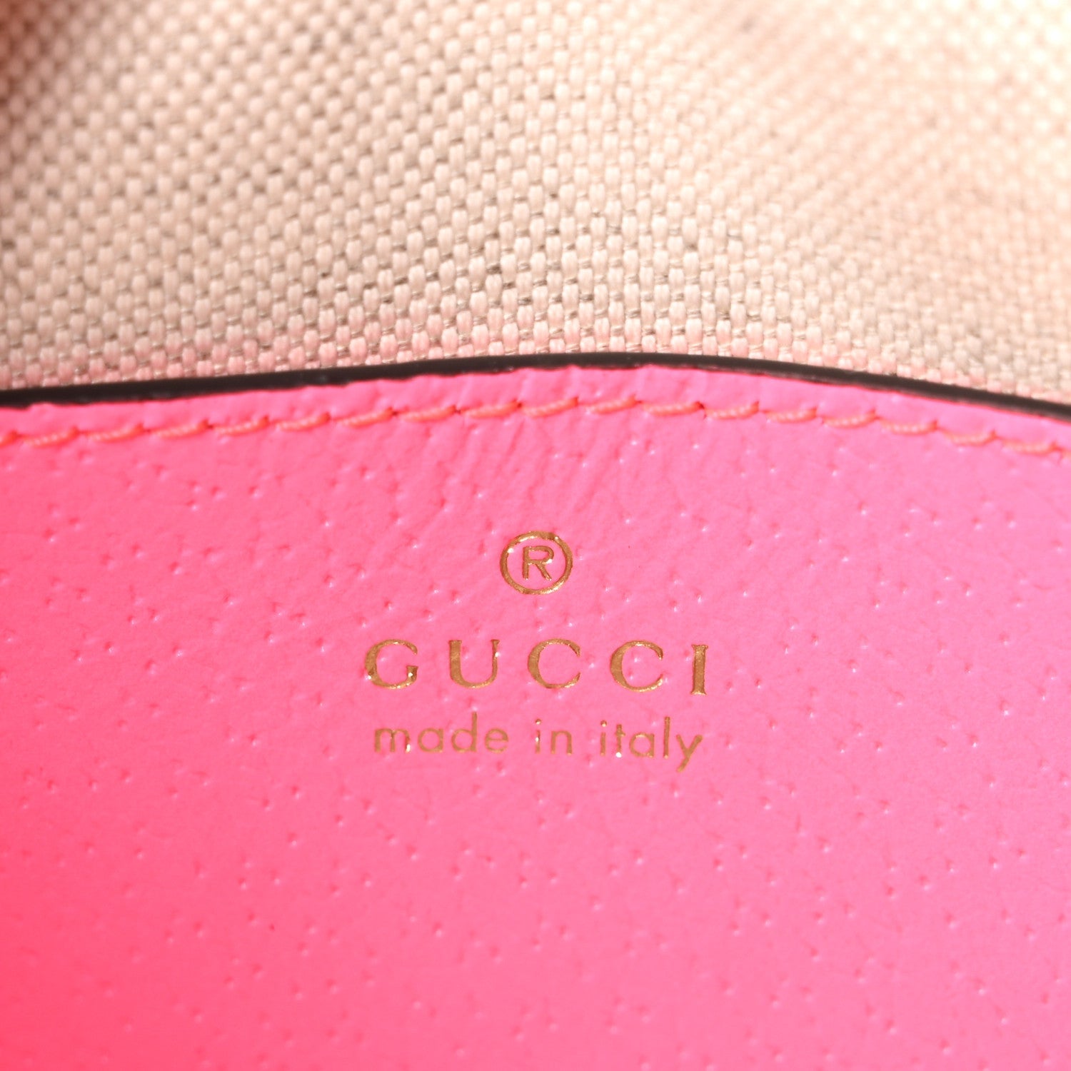 Gucci GG Supreme Monogram Textured Dollar Calfskin Web Ophidia Small Crossbody Bag Beige Ebony Fuchsia