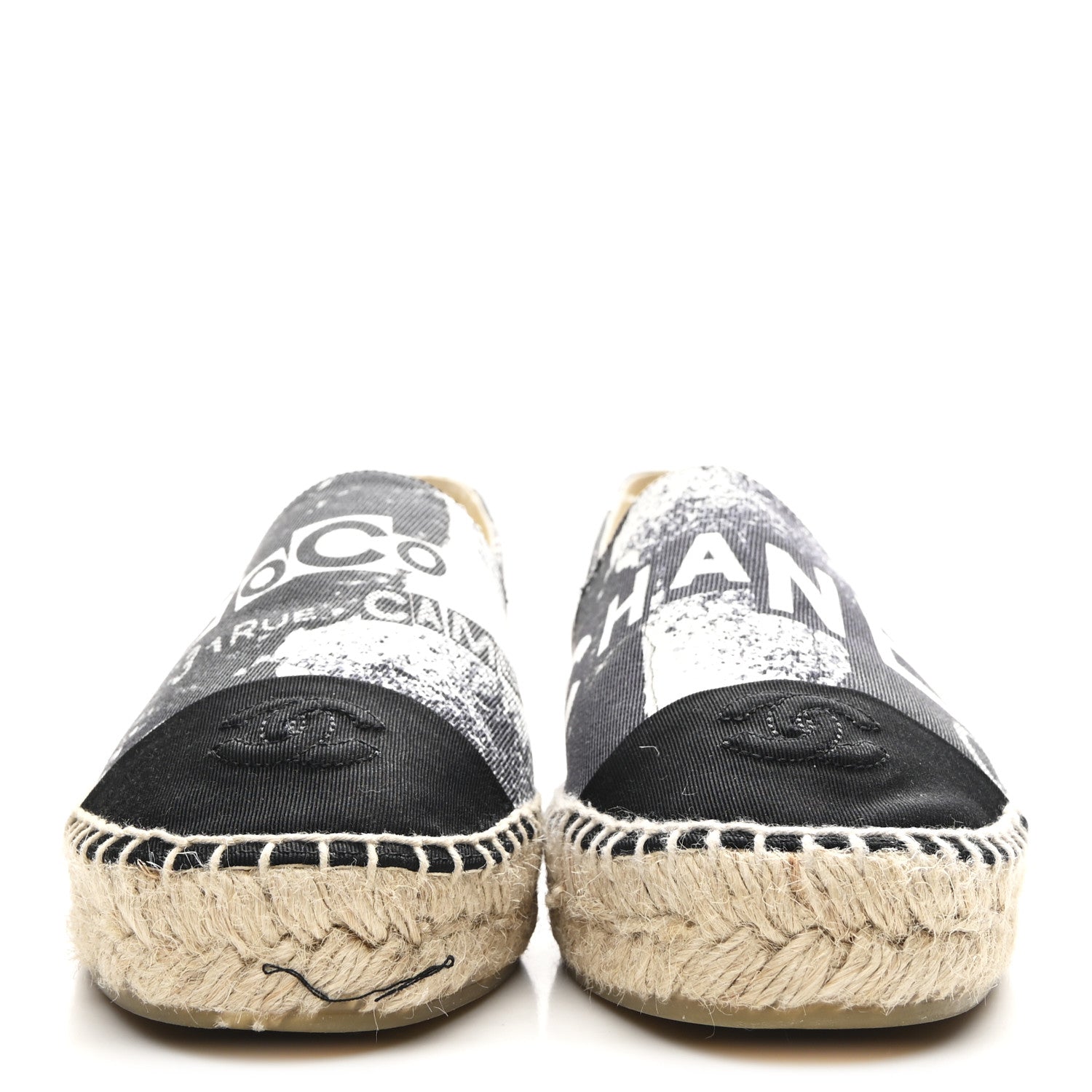 Printed Canvas Grosgrain 31 Rue Cambon Espadrilles 38 Black White