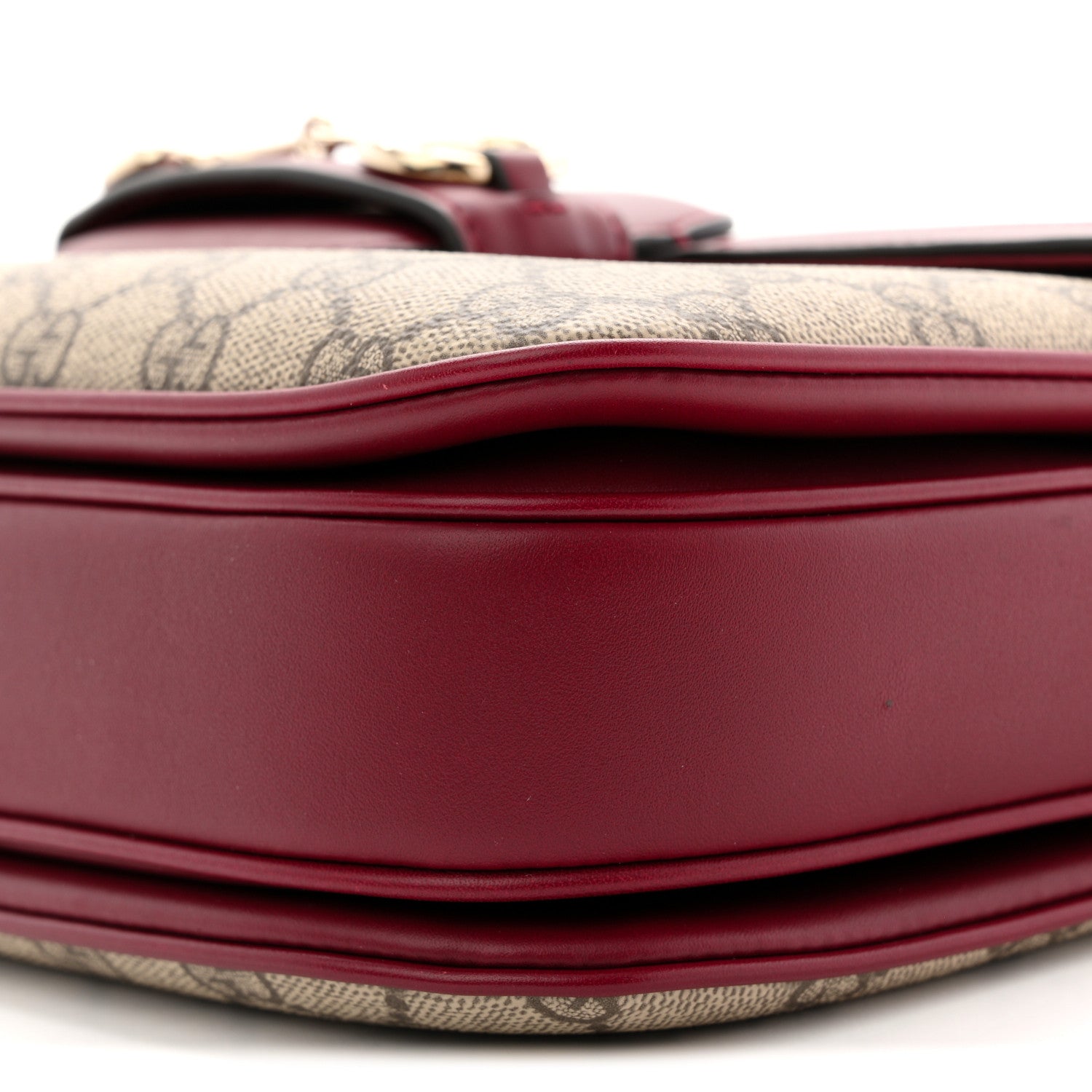 Gucci GG Supreme Monogram Horsebit 1955 Soft Small Shoulder Bag Beige Ebony Rosso Ancora