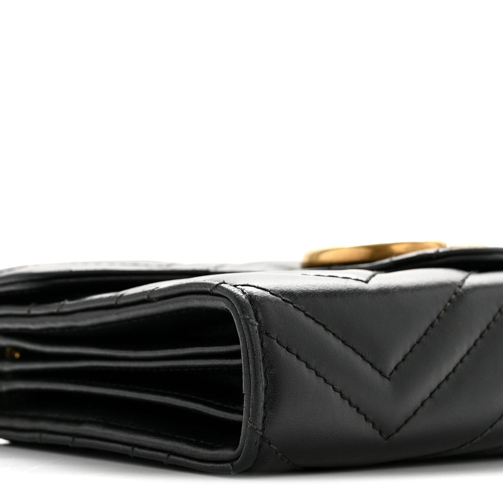 Gucci Calfskin Matelasse GG Marmont Chain Wallet Black