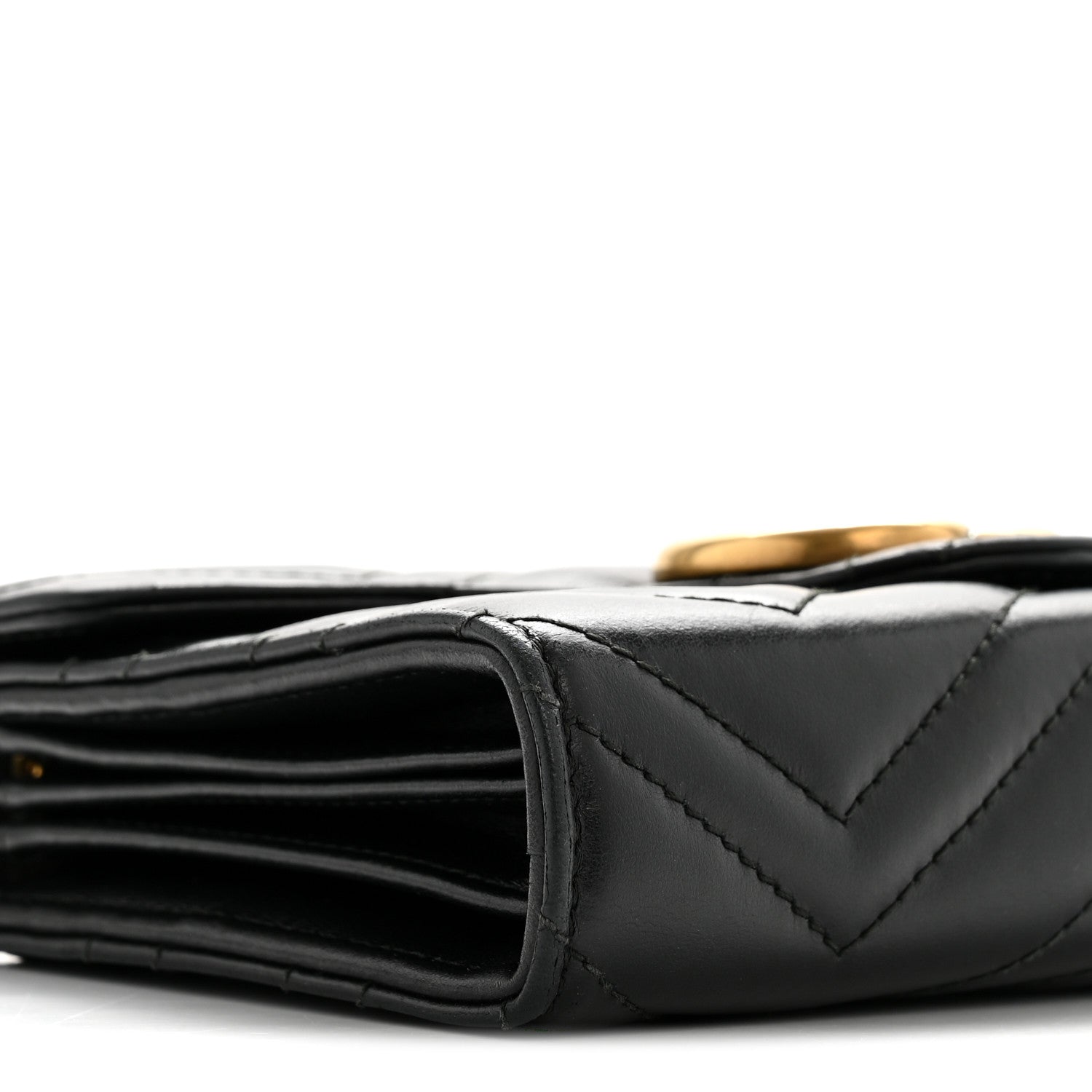 Gucci Calfskin Matelasse GG Marmont Chain Wallet Black