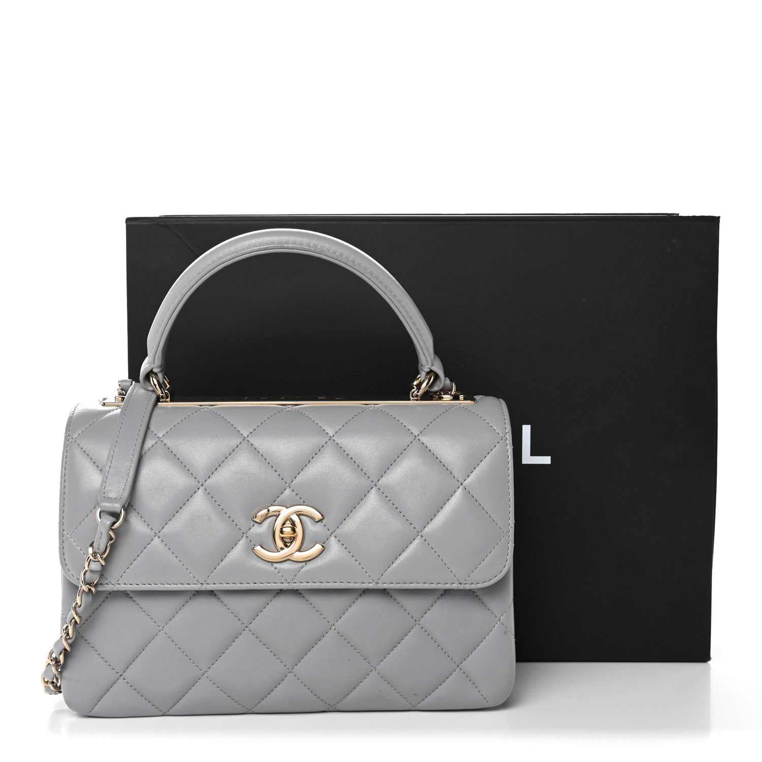 Chanel Lambskin Quilted Small Trendy CC Flap Dual Handle Bag Grey