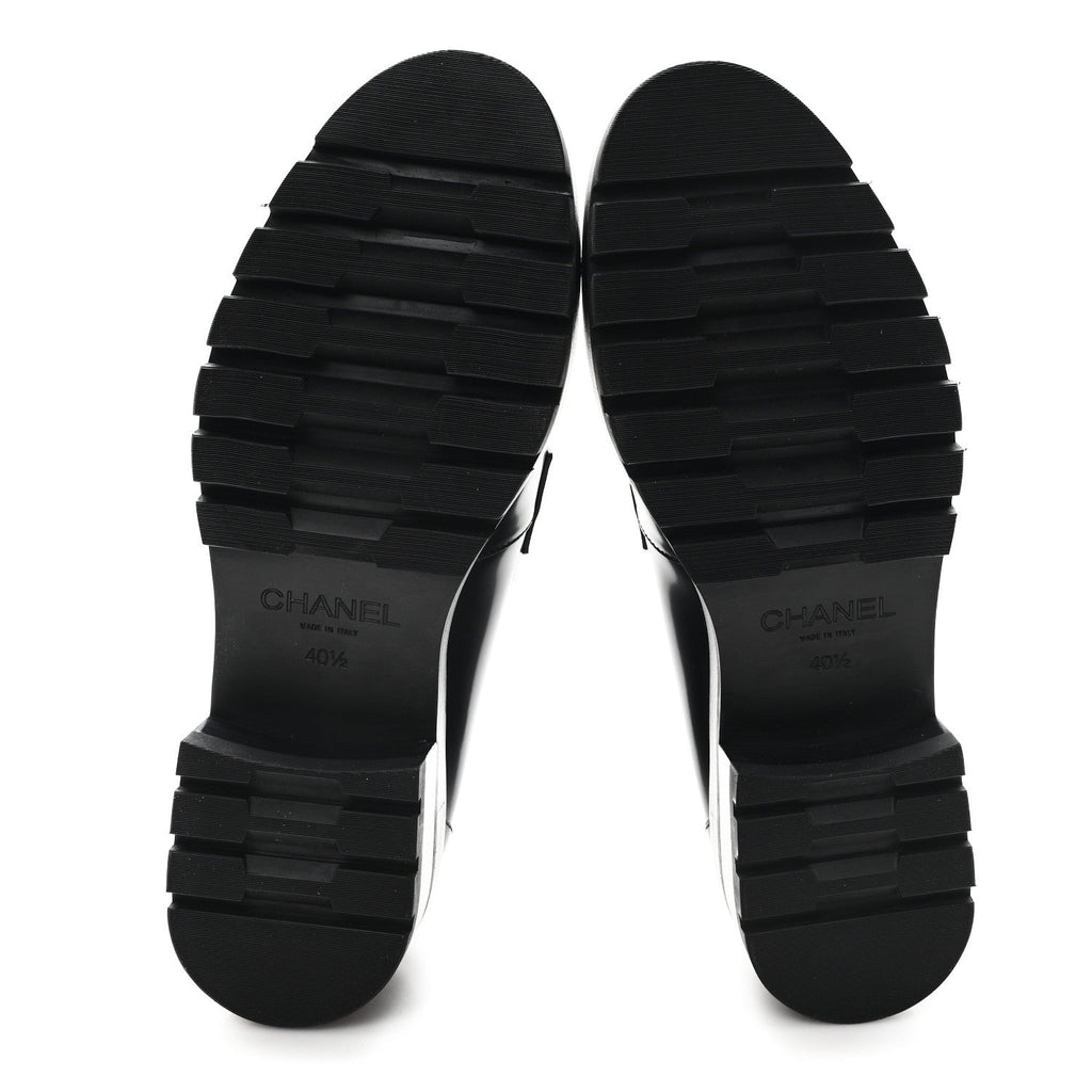 Calfskin Metal CC Loafers 40.5 Black