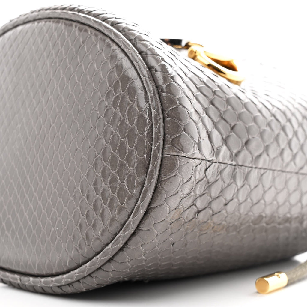 Gucci Snakeskin Mini Zumi Bucket Bag Dusty Grey