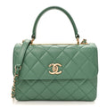 Chanel Lambskin Quilted Small Trendy CC Flap Dual Handle Bag Light Green