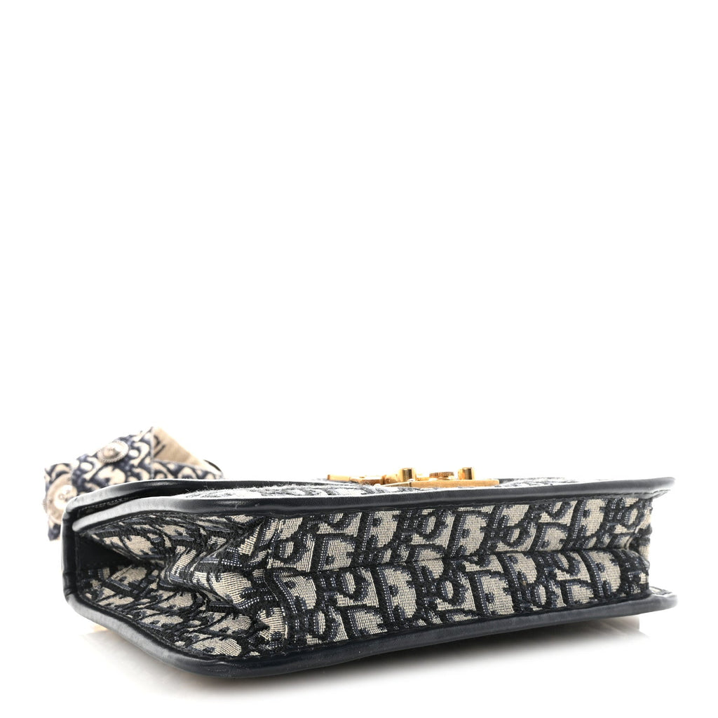 Christian Dior Oblique Small DiorAddict Flap Bag Navy Blue