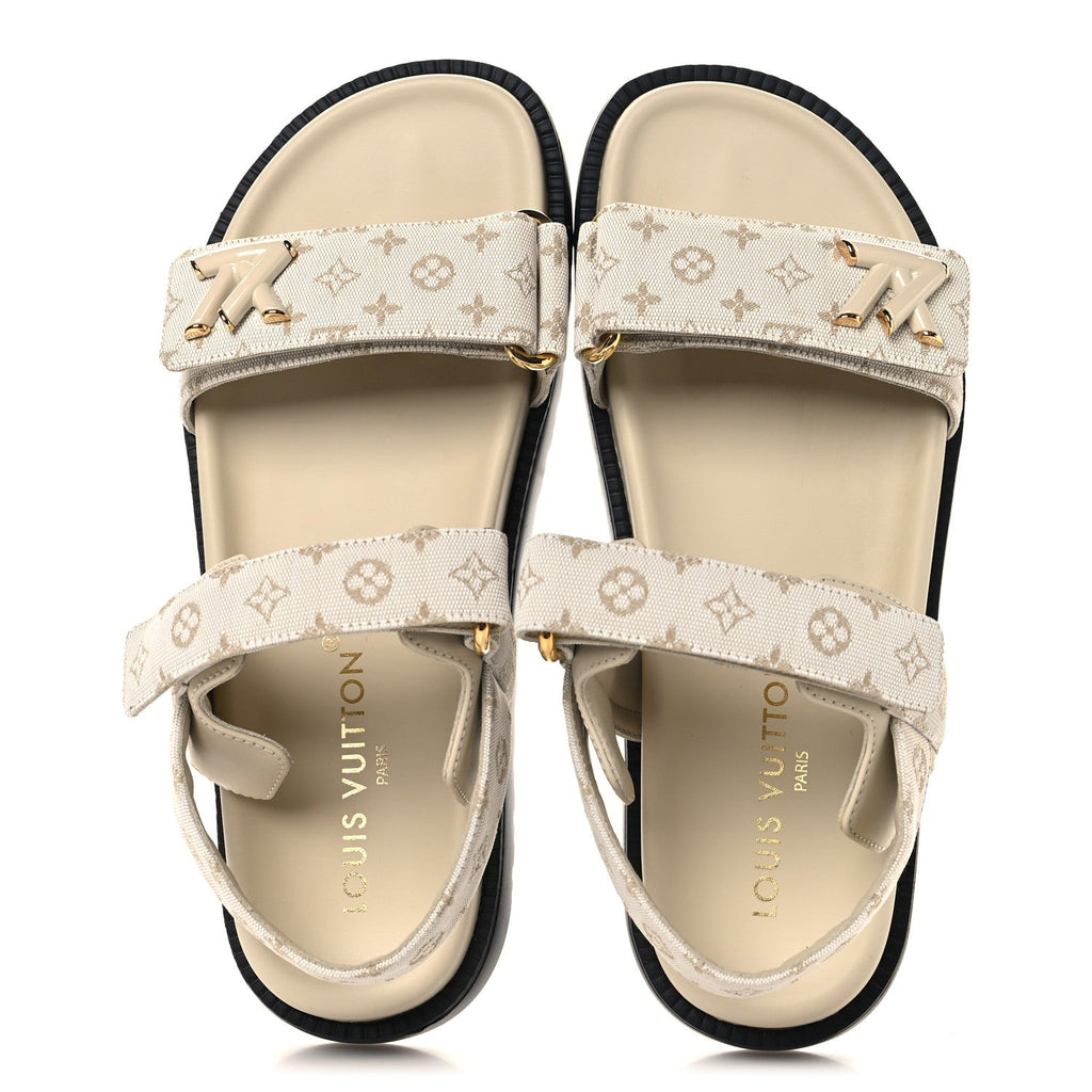 Louis Vuitton Monogram LV Sunset Comfort Flat Sandals 39 Dune Beige