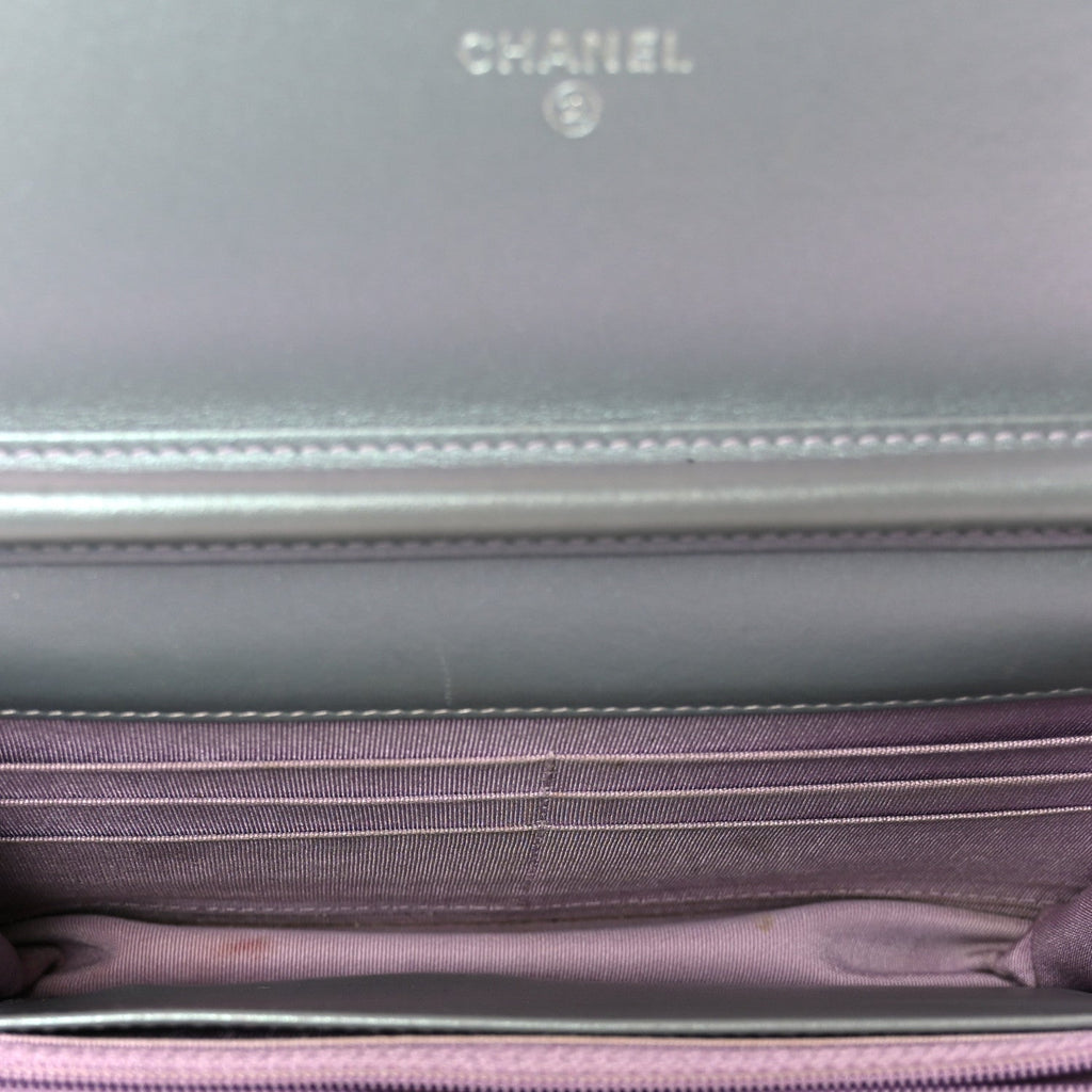 Chanel Iridescent Lambskin Quilted Reissue Wallet On Chain WOC Light Purple