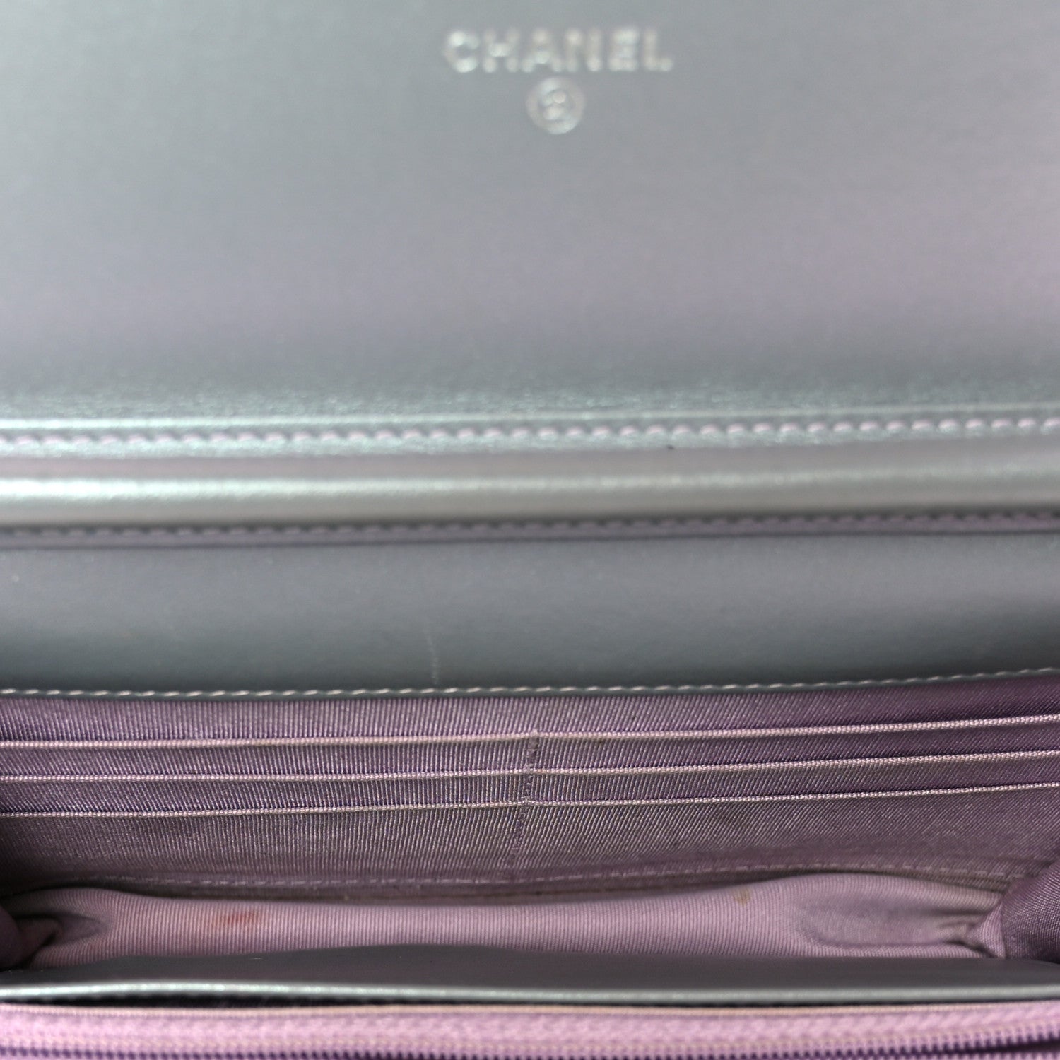 Chanel Iridescent Lambskin Quilted Reissue Wallet On Chain WOC Light Purple