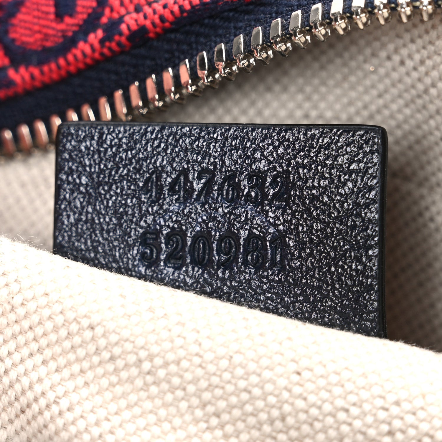 Gucci Monogram Multicolor Matelasse Diagonal Small GG Marmont Chain Shoulder Bag Red Blue