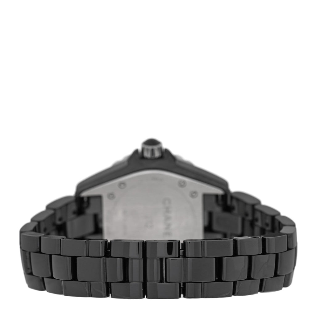 Chanel Stainless Steel Ceramic Diamond 33mm J12 Quartz Watch Black